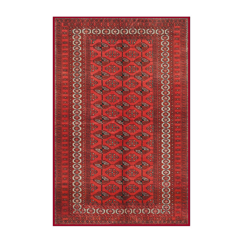 Tapis rouge / beige Southwestern, Rectangle 4 pi x 6 pi