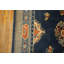 Tapis bleu antique en laine noué à la main à motif de médaillon floral des années 1920