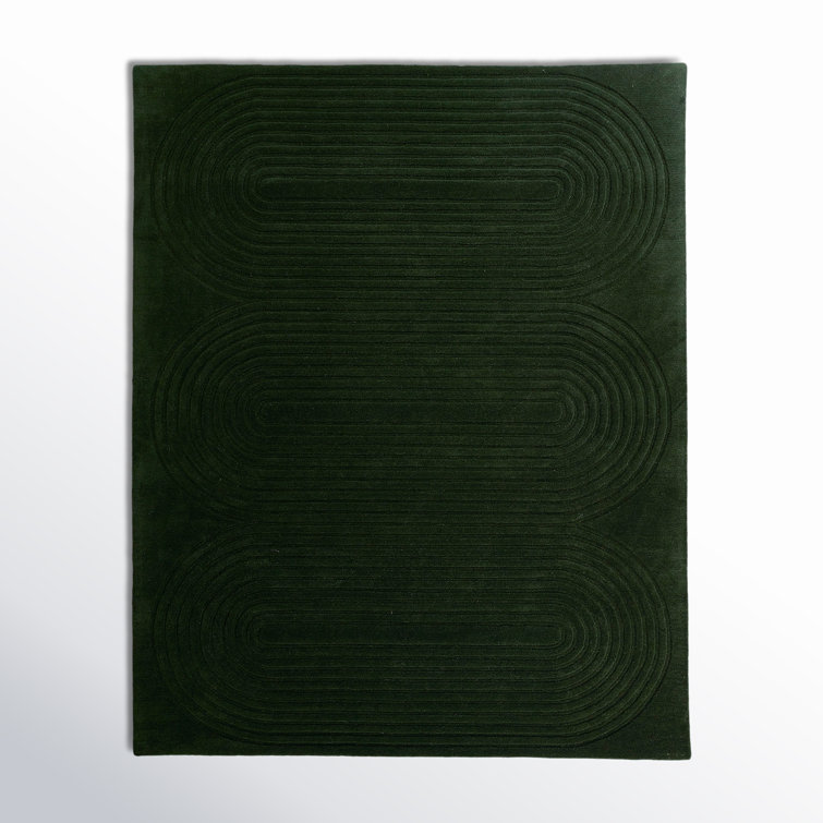 Tillie Hand Tufted Wool Green Geometric Area Rug