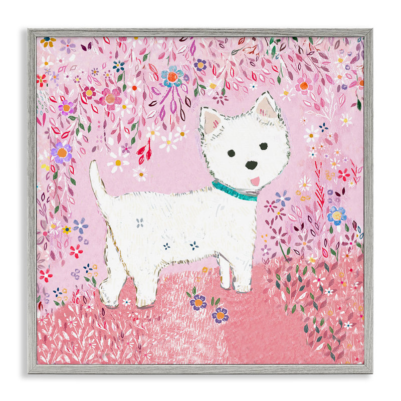Chiot Lola rose, estampe numérique, design par Clare Tupper, H 24 po x l 24 po, Estampe numérique Farmhouse