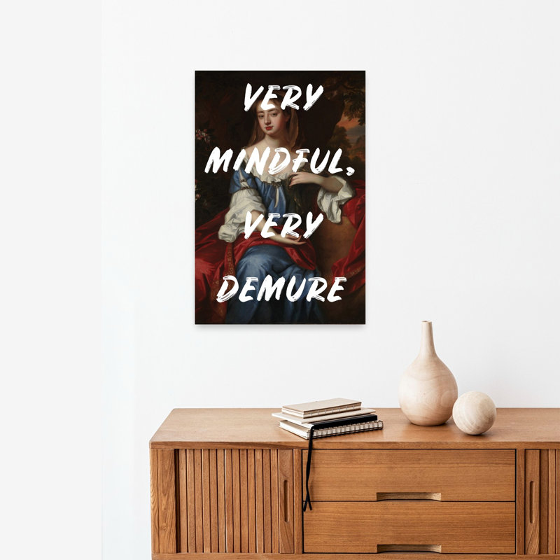 Classical Demure Woman Elegant Serene Traditional Portrait Wall Art Print 1 Piece Wrapped Canvas Wall Art