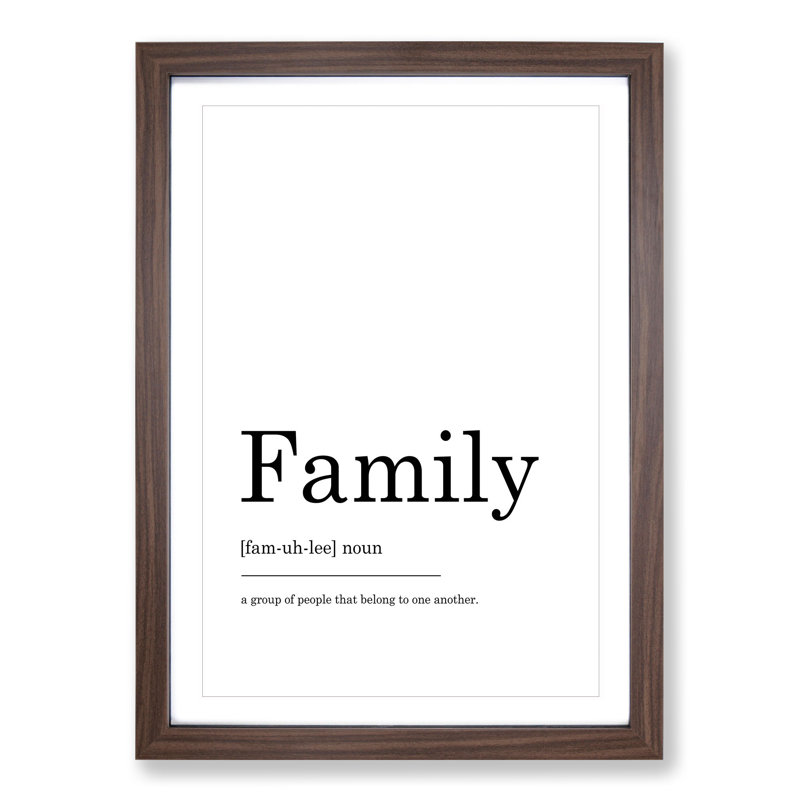 Definition of Family - Picture Frame Typography, 90cm H x 65cm W x 2cm D, Walnut