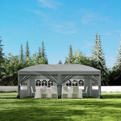 Outdoor Party Gazebo Tent, Waterproof Heavy-Duty Canopy, 10x20 ft, All-Season, Commercial Use, with Storage Bag, Gray
