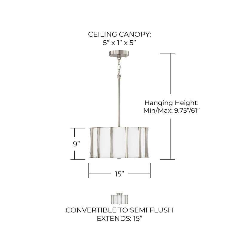 3 - Light Pendant, Brushed Nickel