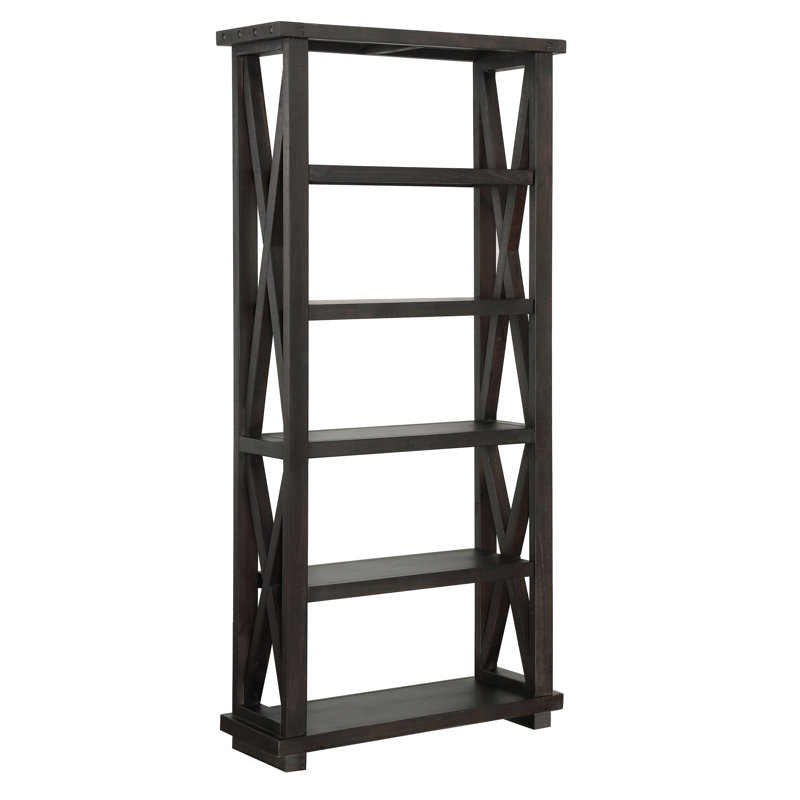 Kilby Solid Wood Etagere Bookcase, (5 Shelves) 81” H x 39” W x 14”D