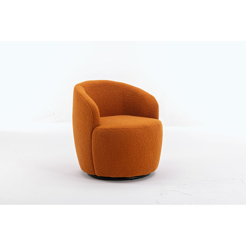 Swivel Accent Armchair Barrel Chair With Powder Coating Metal Ring, Velvet Caramel
