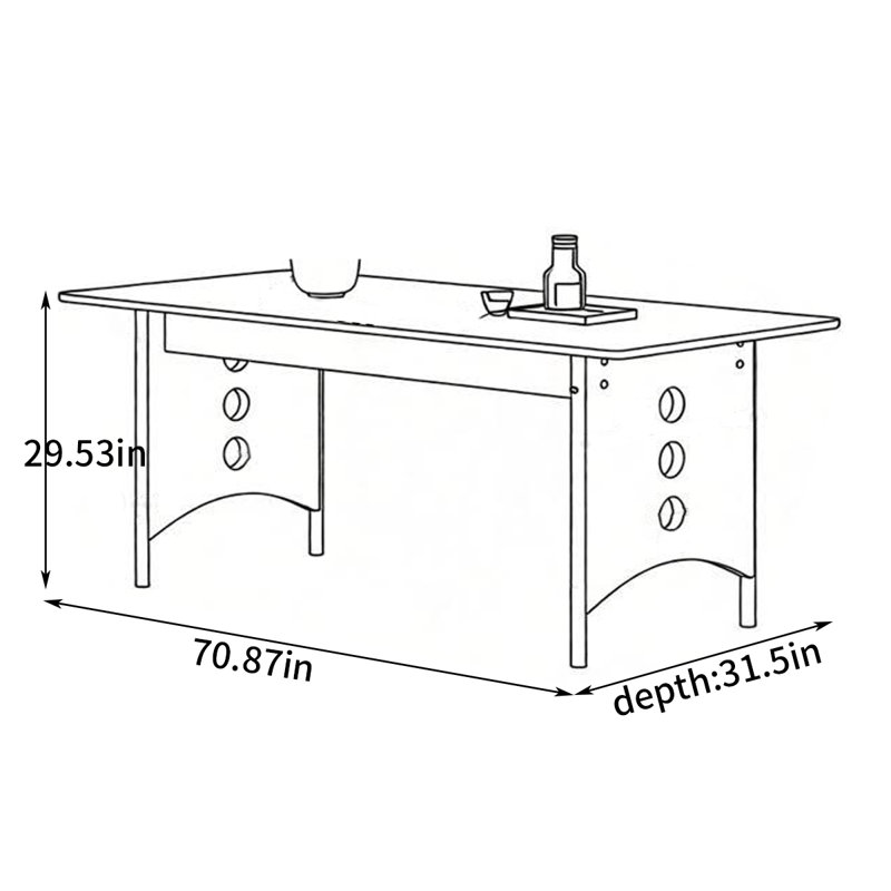 Table de salle à manger French French, H 29,53 po x L 70,87 po x l 31,5 po