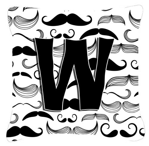 Lettre Moustache Monogram intérieur/extérieur Throw Pillow, 14" H x 14" L x 4" D, W