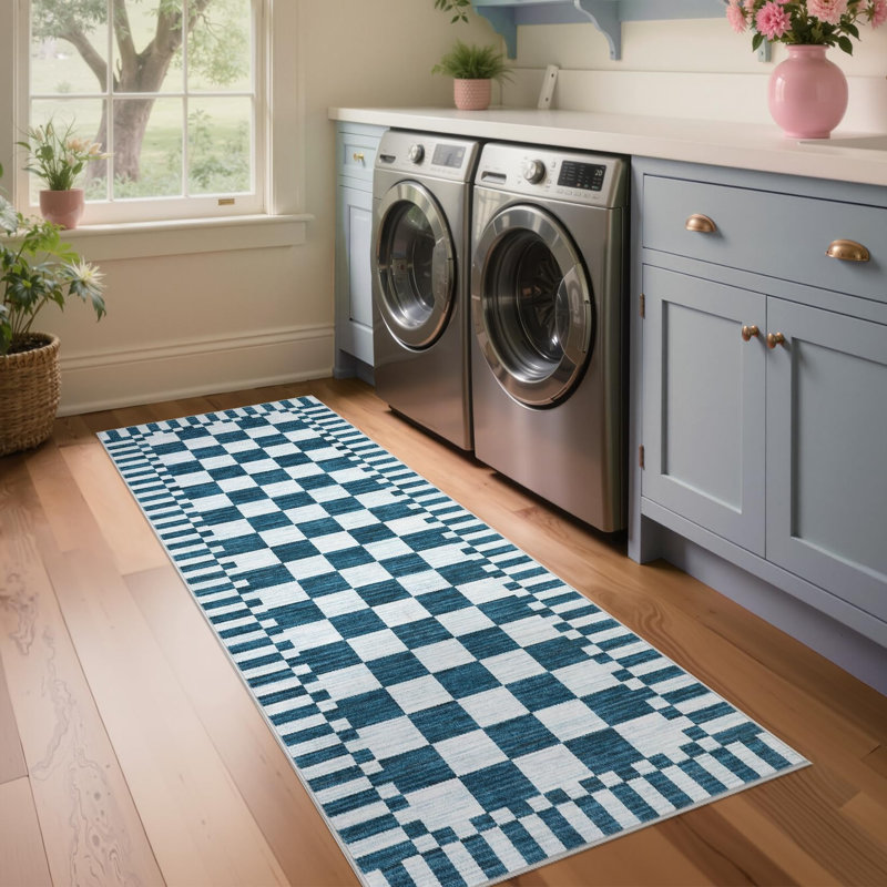 Checkered Rug for Living Room Washable Bedroom Rugs Non Slip Back Modern Classic Area Rug for Kids Boys Bedroom Home Decor Carpet for Dining Room Office