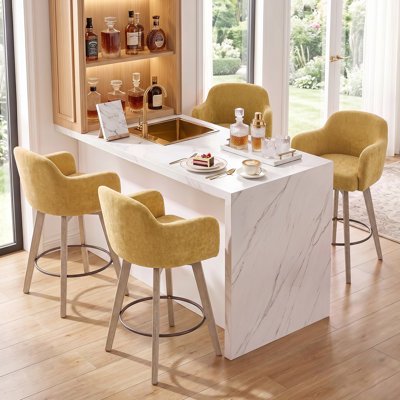 Tabourets de bar pivotants en chenille avec accoudoirs