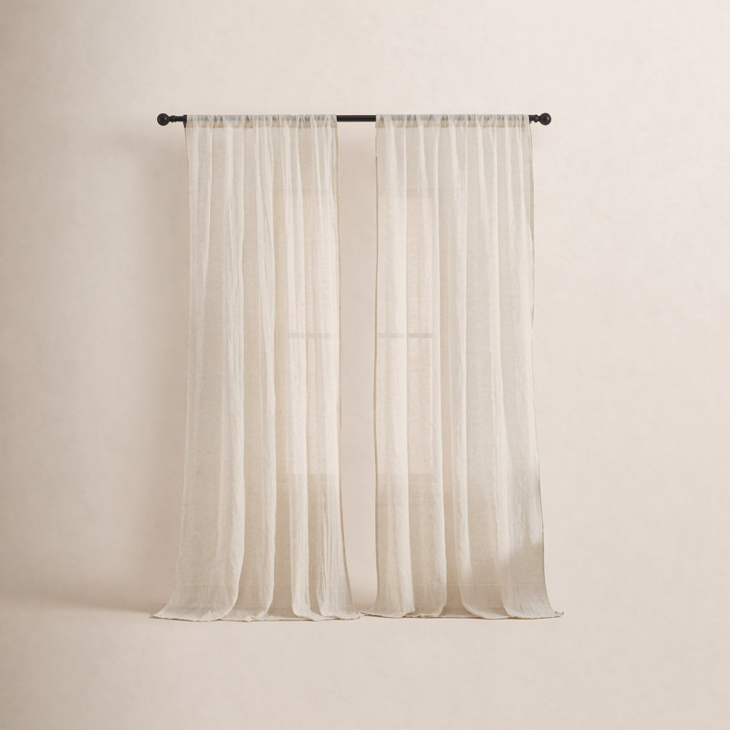 Solid Semi-Sheer Curtain Panels, Natural, 50" W x 108" H