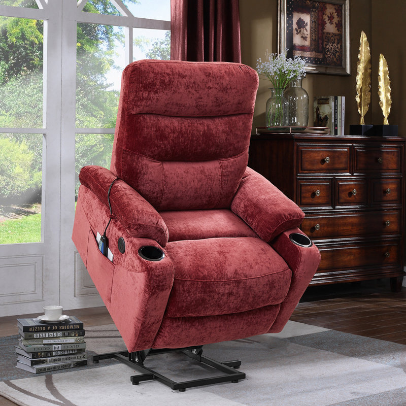 Pascasio Upholstered Heated Massage Chair, Red
