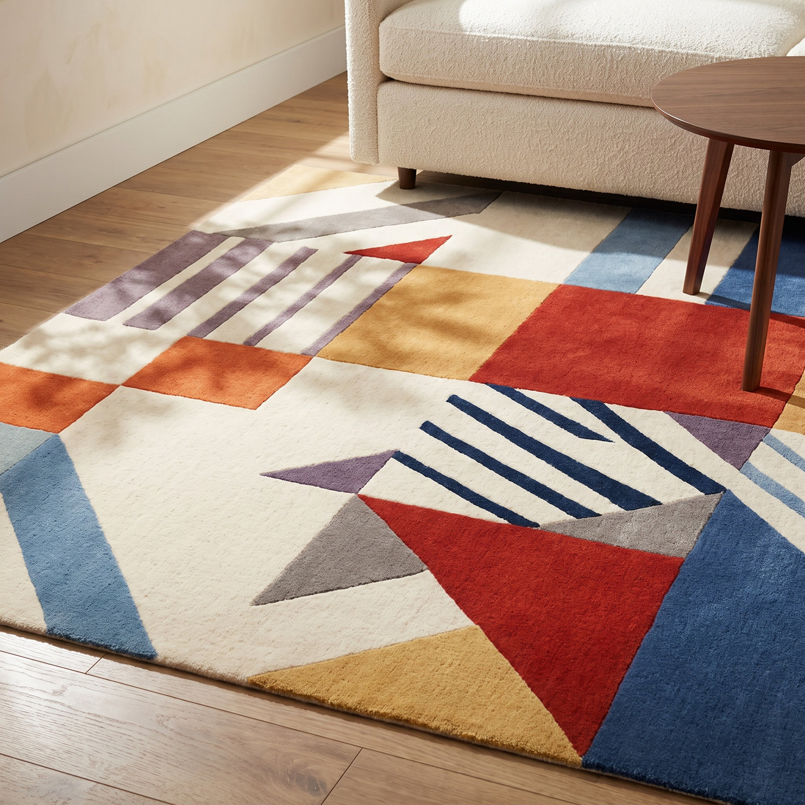 Tripoli Ivory Multi Hand-Tufted Geometric Rug, Rectangle 8' x 10'