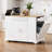 Fluted Kitchen Island With Trash Can Storage Cabinet, Power Outlet, Internal Storage Rack, Rolling Kitchen Islands On 5 Wheels With 3 Drawer, 3 Open Side Racks For 10 Gallon Garbage Bin, White-712109321