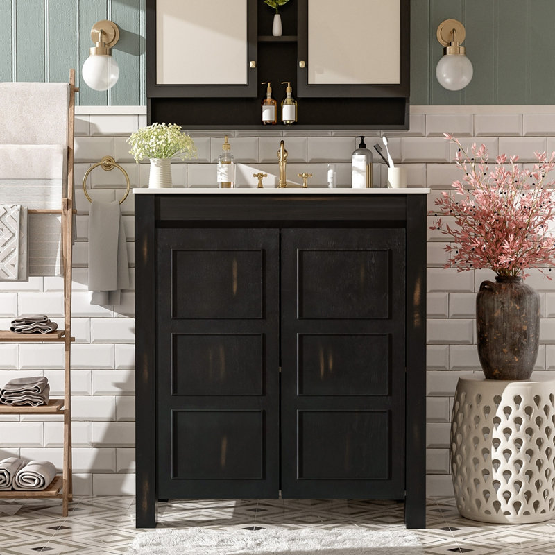 Meuble-lavabo 30 po avec lavabo en céramique, Espresso