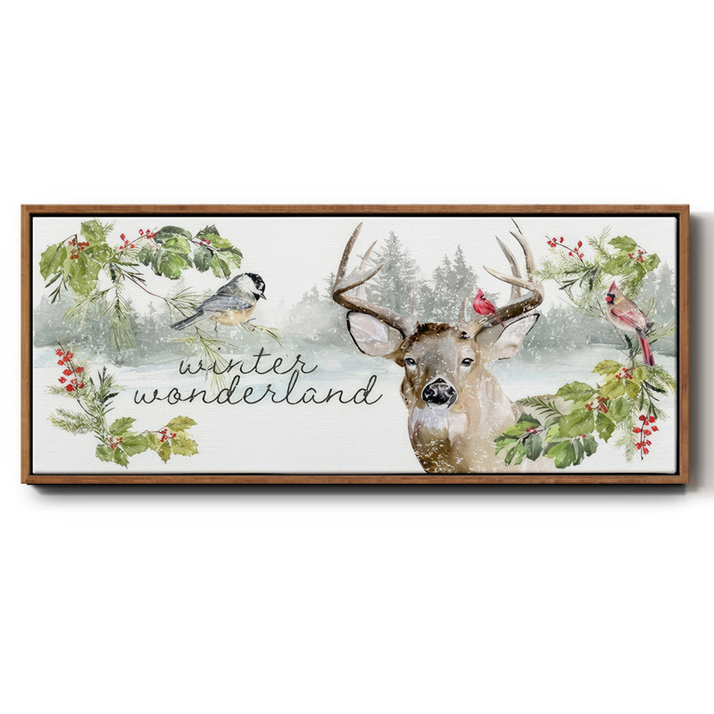 Reindeer Woods- Framed Canvas, 20" H x 50" W