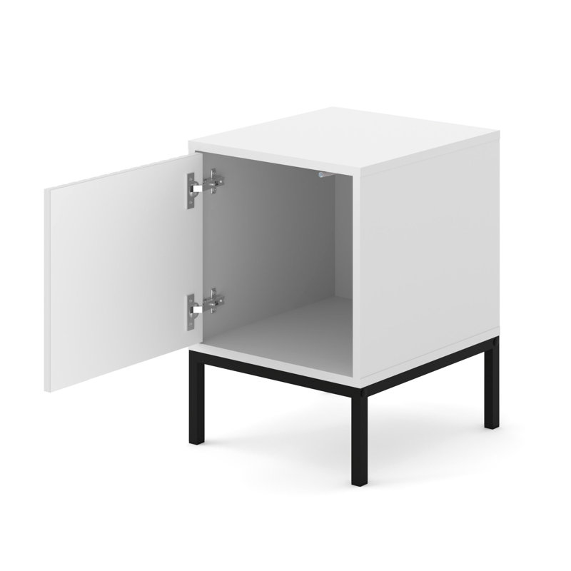 Nong 40cm W Manufactured Wood Bedside Table, White/Black