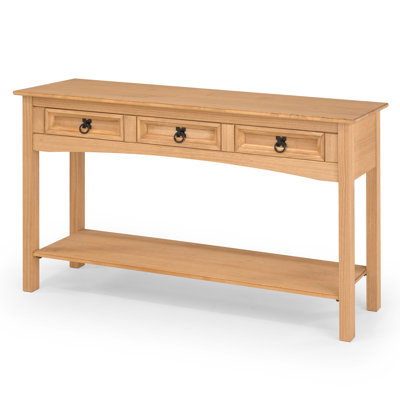 Console Table with 3 Drawer Solid Wood