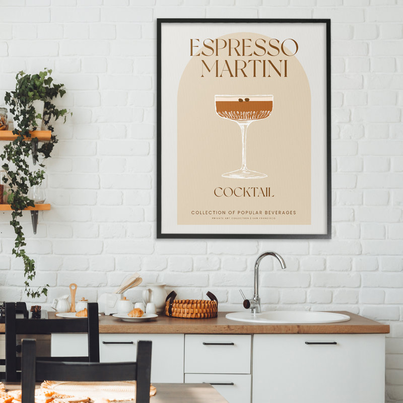 Giclée encadrée de style espresso rétro, design par Lil 'Rue, H 30 po x l 24 po, Giclée encadrée noir minuit