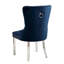 2 chaises à oreilles boutonnées, bleu, avec pattes et tissu bleu élégant, dossier, remarquable