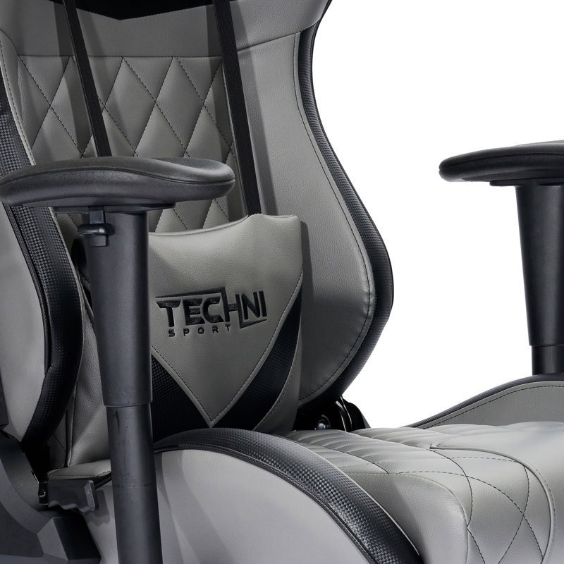 Techni Sport Adjustable Reclining Ergonomic Swiveling PC & Racing Game Chair in Gray