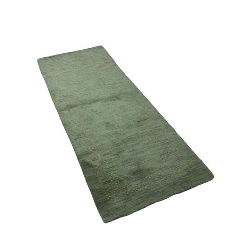 Tapis Cecilio en laine nouée à la main, écologique - Tapis de couloir, couleur verte, design moderne et contemporain, épais et antidérapant, fait main, pour salon et chambre.