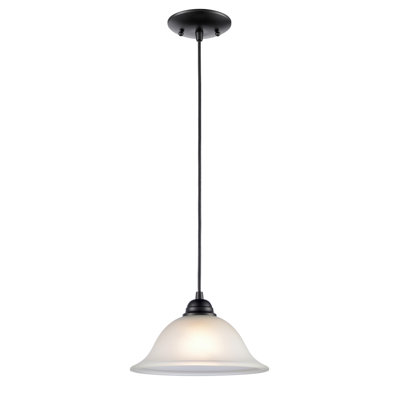 1 Light Pendant in Black with Etched Glass
