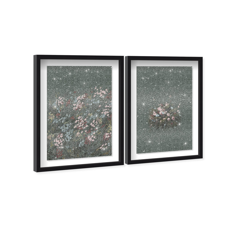 Subtle Universe Set Shadowbox Abstract Print by Oliver Gal, Black Frame, 10 x 15, 37.5"H x 55.5"W, Black Shadowbox