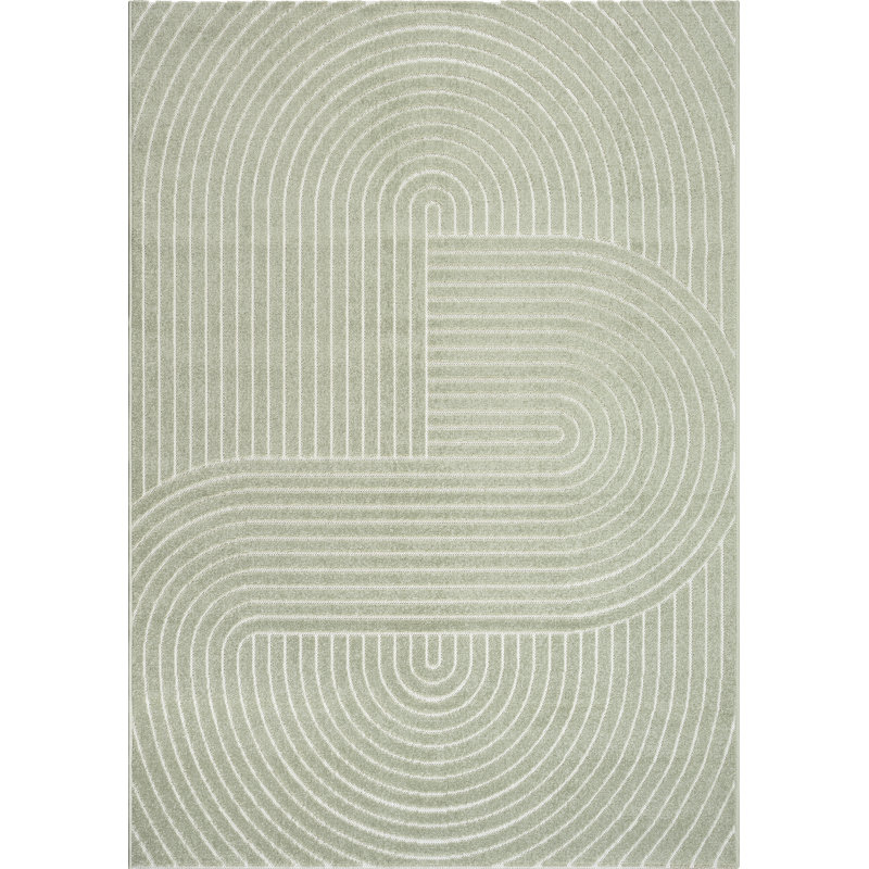 Carlose Geometric Print Area Rug, Rectangular 140 x 200cm, Green