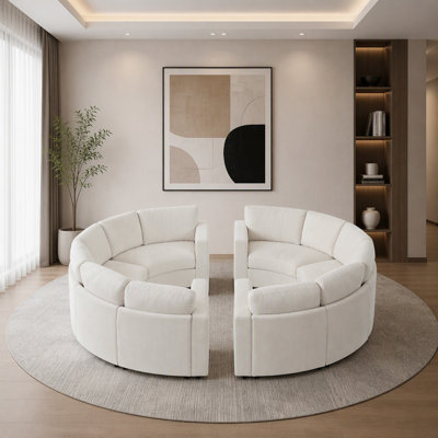 Curved Modular Sectional Sofa, Set of 2 Semi-Circular Couches for Living Room