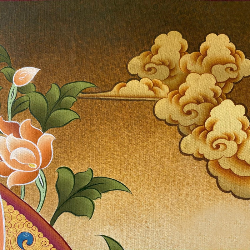 Manjushree Thangka (Thangka sans brocart) | Acrylique sur toile