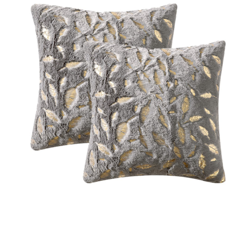  Housse de coussin carrée en fausse fourrure, gris