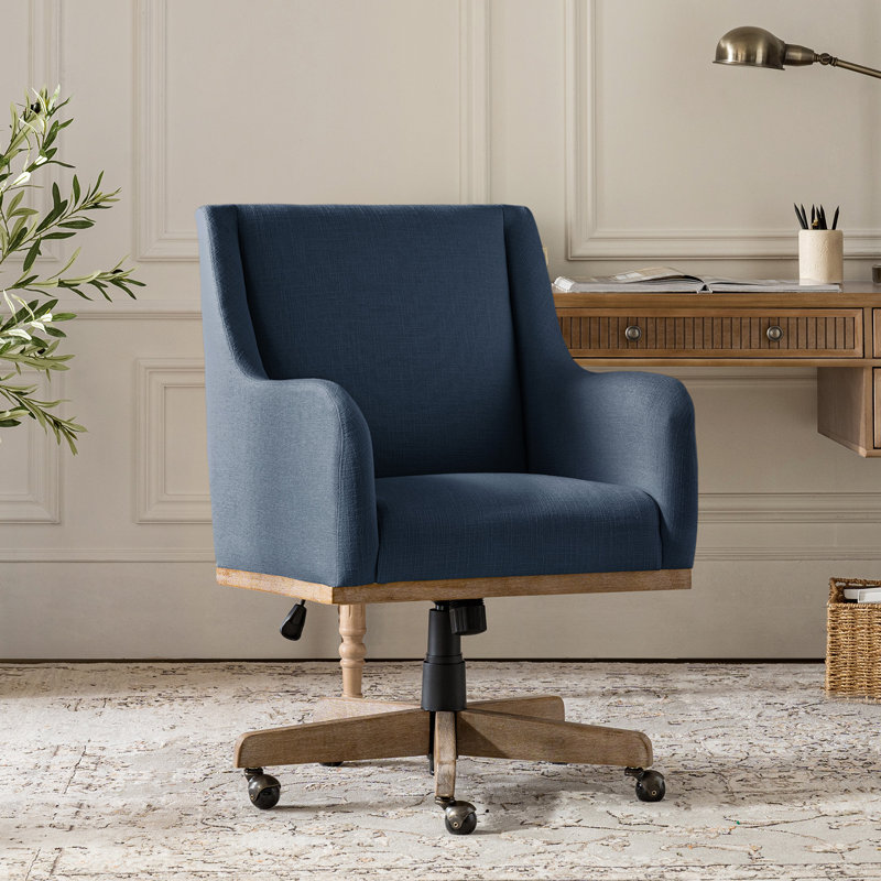 Chaise de bureau pivotante à 360 ° Ackeron Julia avec hauteur ajustable et accoudoirs courbés, Indigo