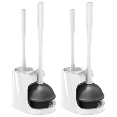 Toilet Plunger And Bowl Brush Combo(White/2 Sets)