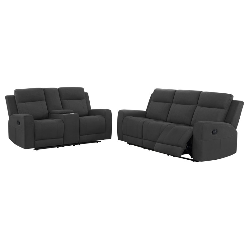 Ensemble de canapés inclinables 2 pièces Roddy, Gris, 2 Pieces: Sofa, Loveseat 
