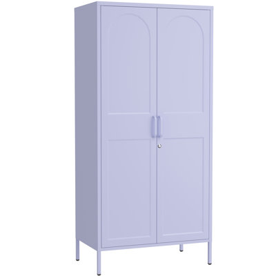 Metal Wardrobe Closet 67 " Lockable Metal Storage Cabinet With Adjustable Shelf Hanging Rod Household Multifunctional Lockers Easy To Assemble Large W by Ebern Designs