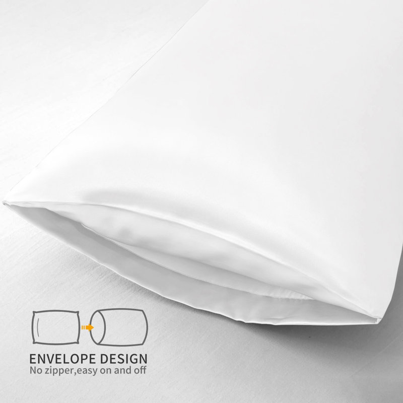 Andrius Satin Envelope Pillowcase, White