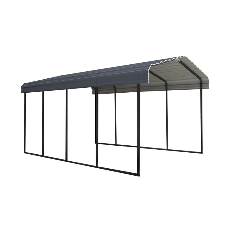 Galvanized Steel Carport, 12X20X9, Charcoal