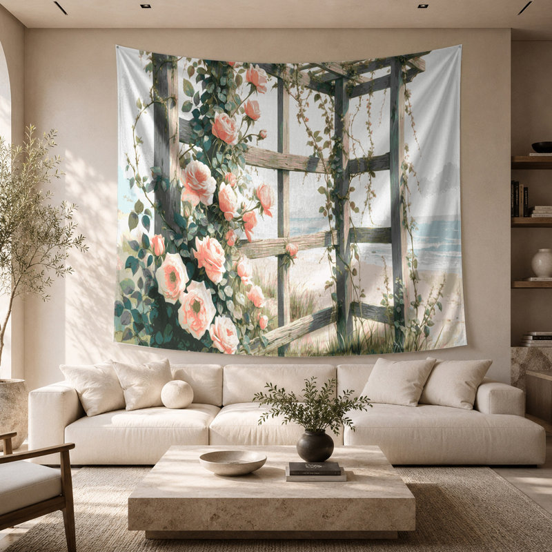 Tapisserie «Coastal Beach Rose», 68 po x 80 po
