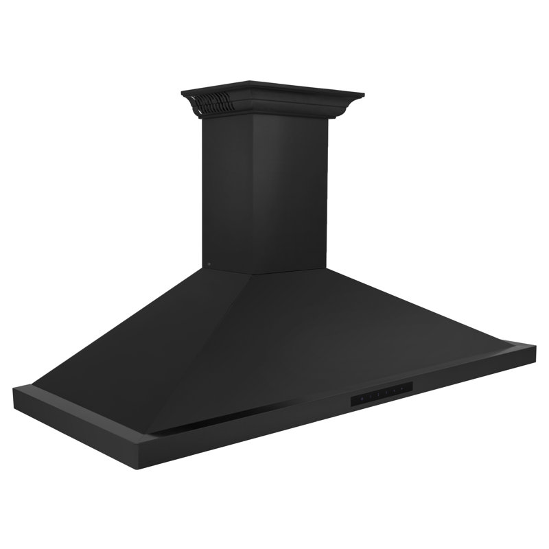 48" Crown Sound 400 CFM Ducted Wall Mount Range Hood with Wi-Fi, Black Stainless Steel