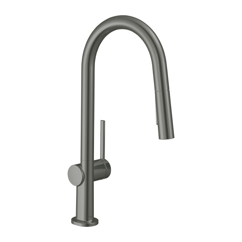 hansgrohe Talis N HighArc Kitchen Faucet, A-Style 2-Spray Pull-Down, 1.75 GPM, Brushed/Black/Chrome