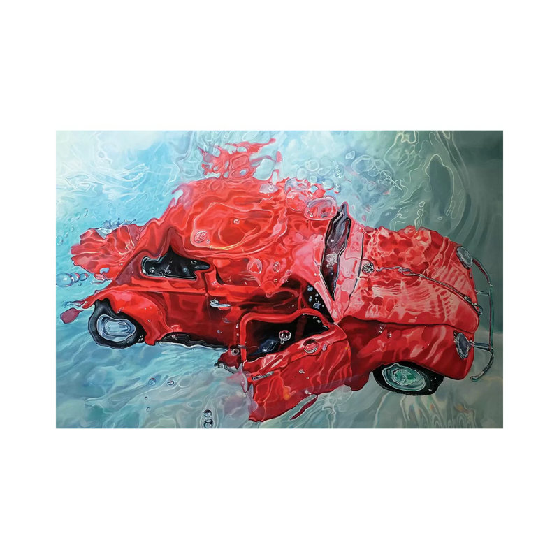 « Red Cox » par Marcello Petisci-impression, H 12 po x l 18 po x 1,5 po, Toile tendue, Pas de tapis