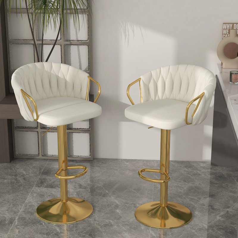 Christal Height Adjustable Swivel Bar Stool, Ivory