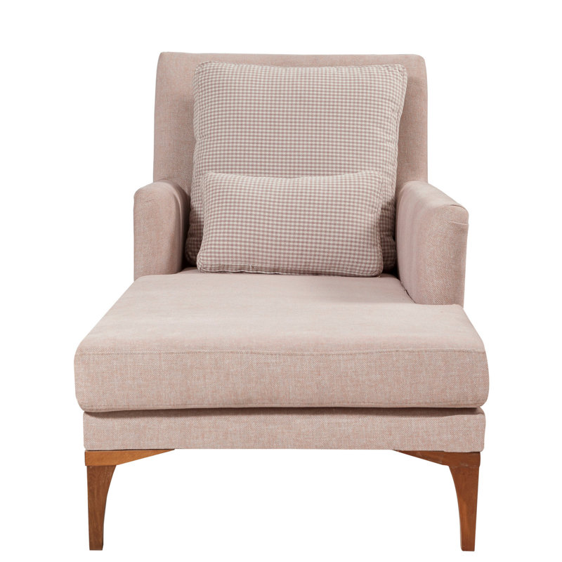 Yaphank Upholstered Chaise Lounge, Powder