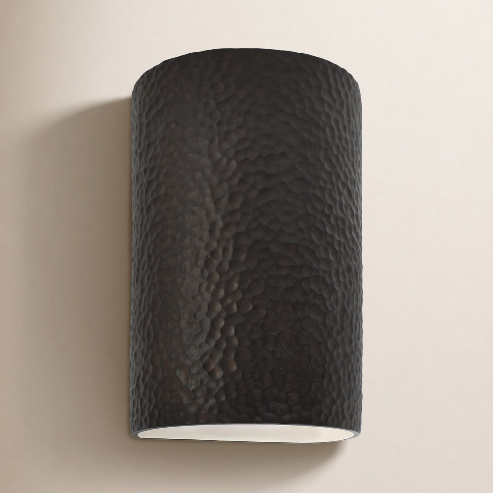Nomad Ceramic Outdoor Sconce, Hammered Iron