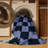 Machine Washable Checkered Gray Area Rug-1628622513