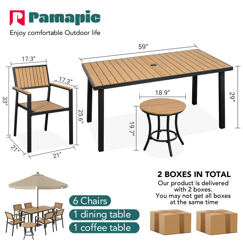 Loddon 6 - Person Patio Dining Set with, Black/Yellow