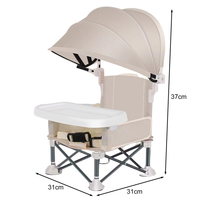 Foldable Toddler Chair with 3-point Harness Storage Bag Adjustable Straps Removable Tray Portable