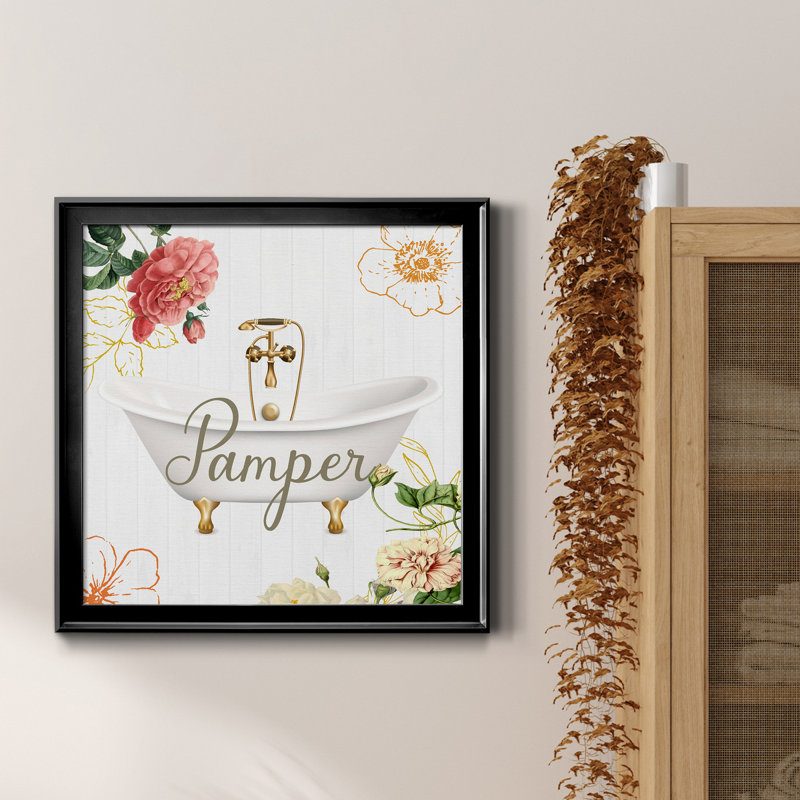 Pamper - peinture sur toile encadrée, H 26,5 po x l 26,5 po x P 1,5 po, Toile avec cadre noir