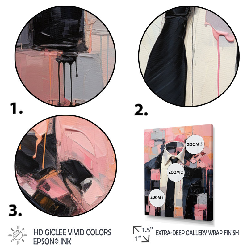 «Jaimarie Pink Fashion Man Chic I», reproduction d'art sur toile, H 32 po x l 24 po x P 1 po, Toile tendue